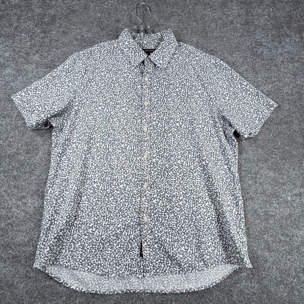 Michael Kors Shirt Mens XL Multi Abstract Leaf Slim Fit Spread Collar Button Up